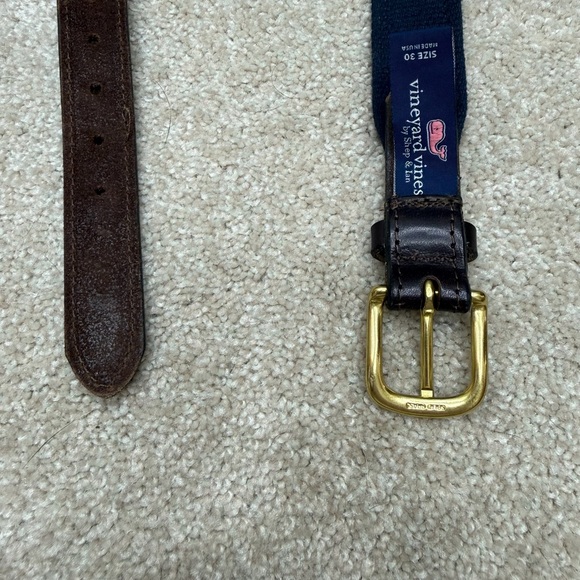 Vineyard Vines blue white stripe golf belt men's size 30 (1.25" wide) - Picture 10 of 11